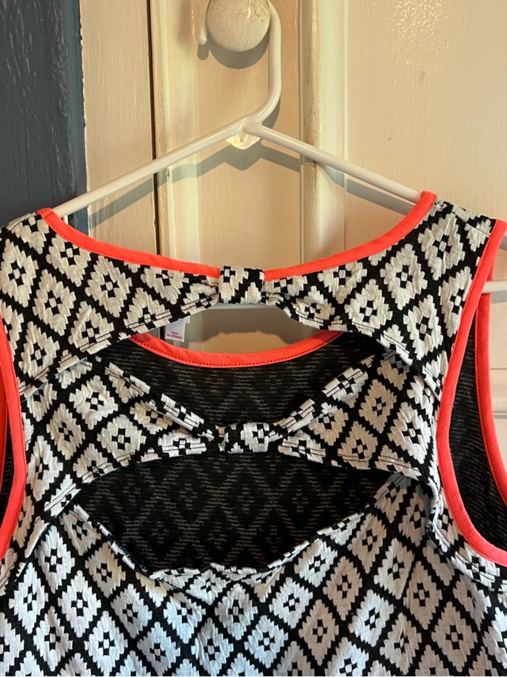 Xhilaration Black & White Geometric Dress with Coral Trim Y2K - Picture 11 of 14
